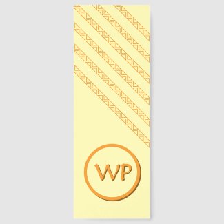 Bookmark - Diagonal Lines and Circle with Initials