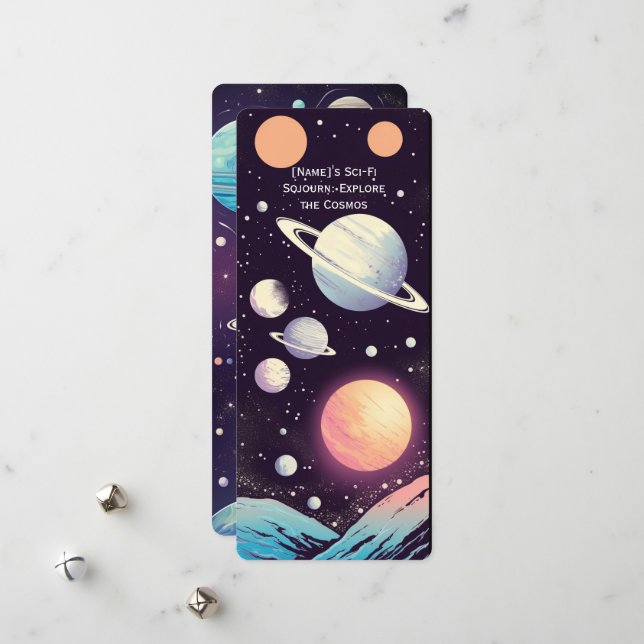 Bookmark Explore the Stars NAME 's Cosmic Bookmark Holiday Card (Front/Back In Situ)