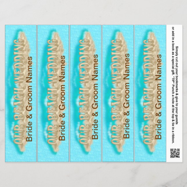 Bookmark Favors for Beach Wedding Party Favors Flyer (Front)
