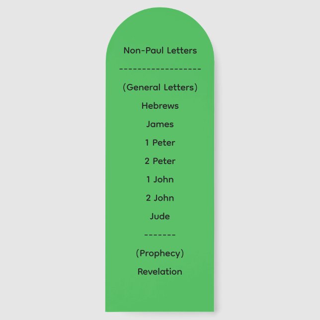Bookmark - General Letters of the New Testament (Back)