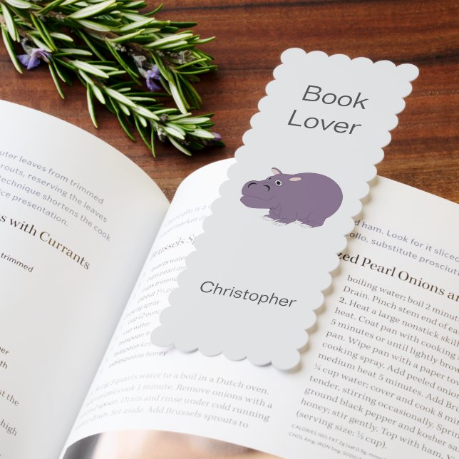 Bookmark Hippopotamus Design (Book)