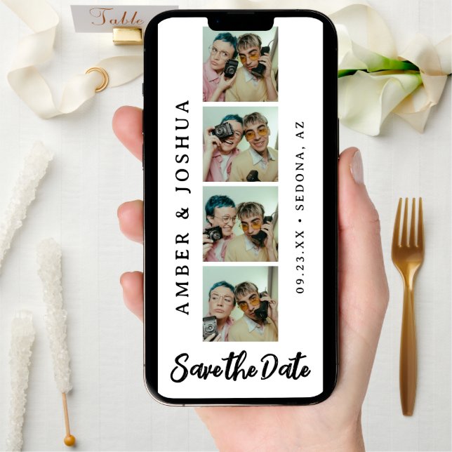 Bookmark Photo Booth Modern Save The Date (Front Digital)