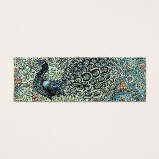 Customizable Bookmark, William Morris Peacock Business Card Template