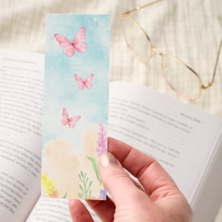 Bookmark with garden design with butterflies