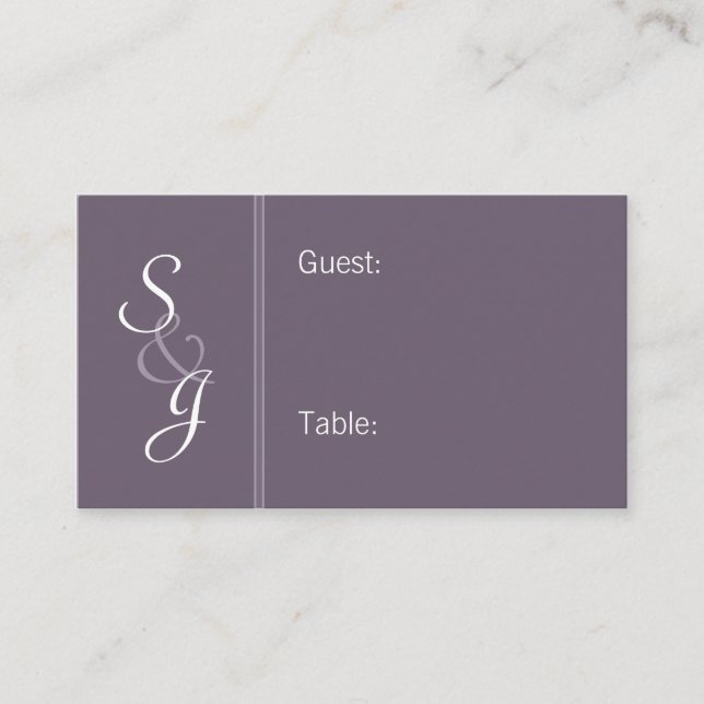 Bookmarked Reception Seating Cards-eggplant Place Card (Front)