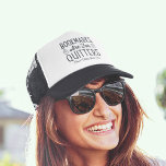 Bookmarks Are For Quitters Personalized Book Club Trucker Hat<br><div class="desc">This cute nerdy design for book lovers, bookworms, authors, writers, book club friends or avid readers features the funny quote "Bookmarks Are For Quitters" with two small book illustrations. Personalize with a line of custom text beneath; perfect for your book club name, bookstore or event name. Gift a book club...</div>