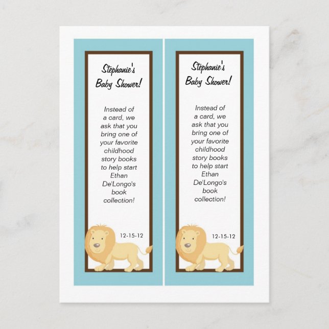Bookmarks Blue Jungle Lion Invitation Postcard (Front)