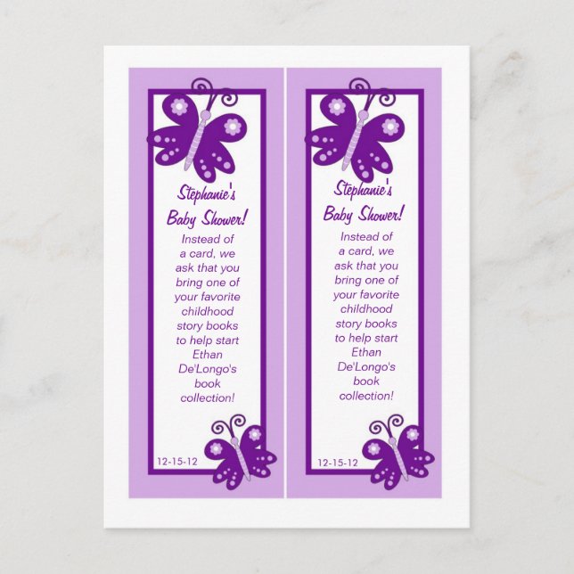 Bookmarks Wedding Dress Purple Spring Butterfly Invitation Postcard (Front)
