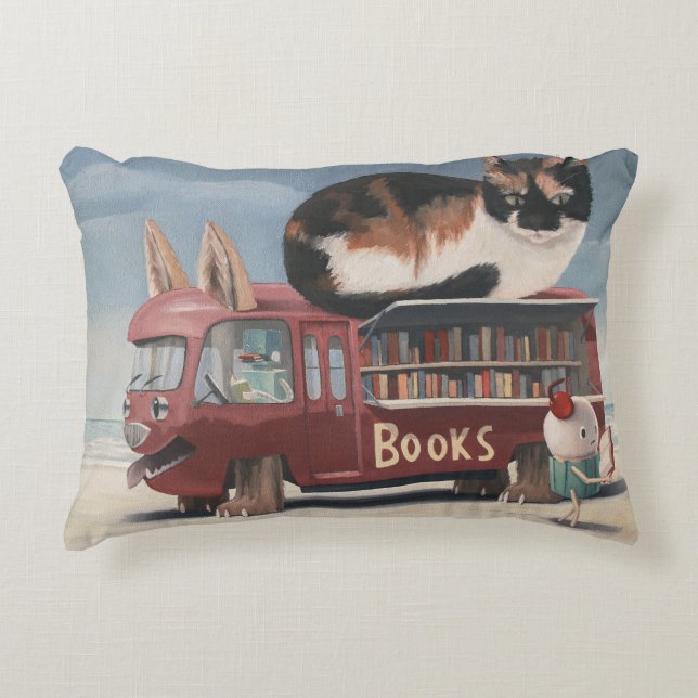 Bookmobile Decorative Pillow (Front)