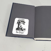 Bookplate - Boy Reading Under Tree -