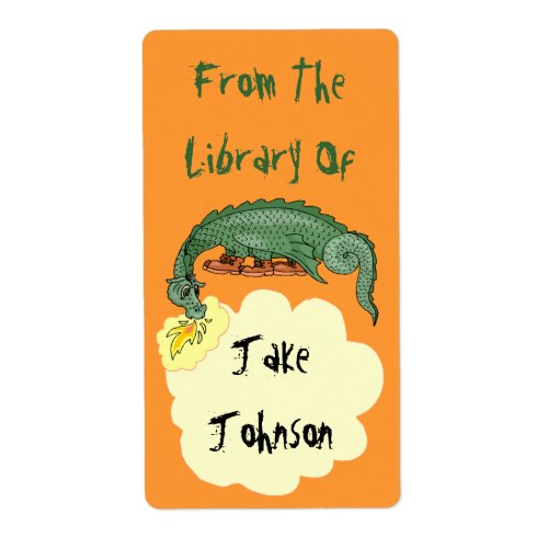 Bookplate Dragon Breathes Name From The Library Of