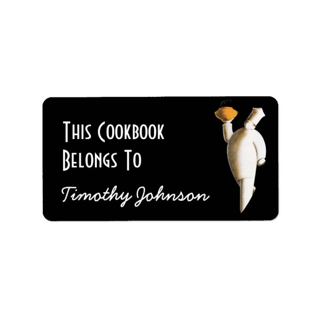 Bookplate Ex Libris Name Chef Cookbook Belongs To (Front)