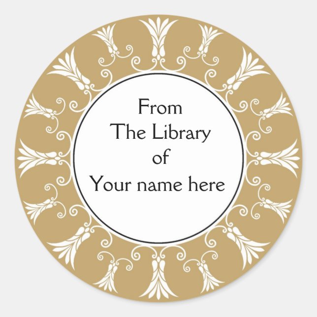 Bookplate - Gold Flourish Flowers (Front)