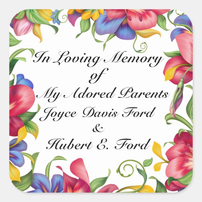 Bookplate, In Memoriam, Donation Square Sticker (Front)