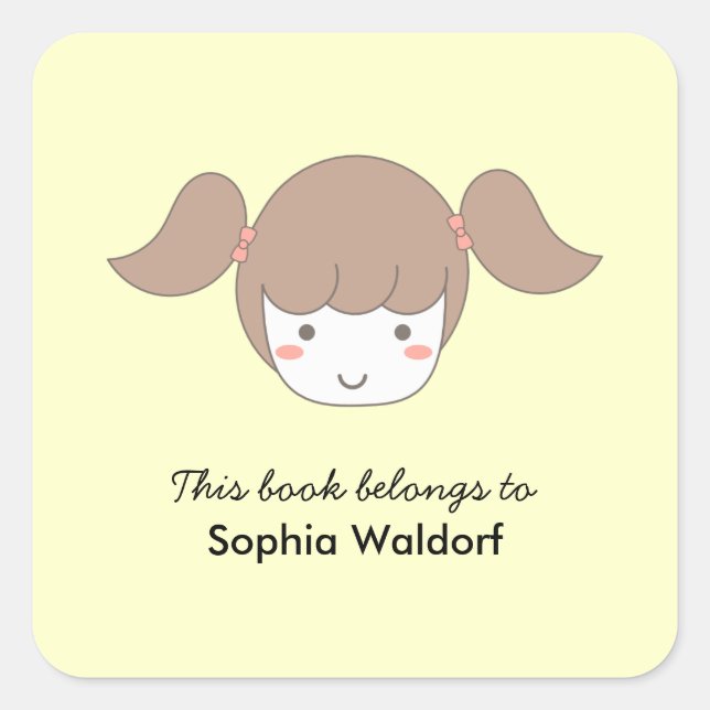 Bookplate Little Girl with Pigtails (Front)