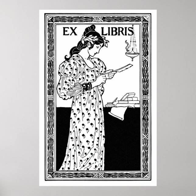 Bookplate of woman poster (Front)