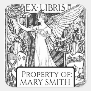 Bookplate, Personalized, Victorian Reproduction Sq Square Sticker