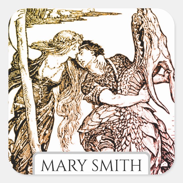 Bookplate, Personalized, Victorian Reproduction Sq Square Sticker (Front)