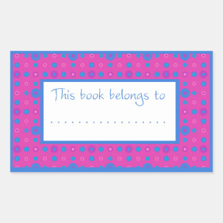 Bookplate Stickers, Pink and Blue Dots on Magenta