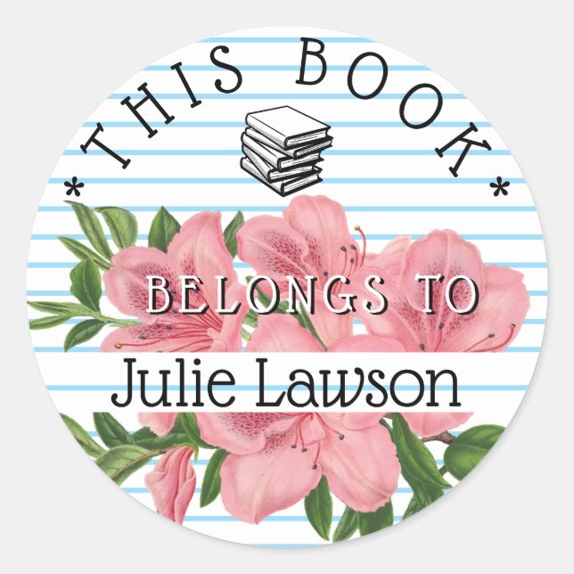 Bookplate This Book Belongs To Pink Flower Name (Front)