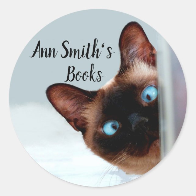 Bookplate to Customize Funny Peeking Cat (Front)