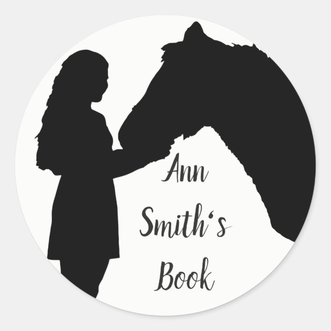 Bookplate to Customize Girl & Horse Silhouette (Front)