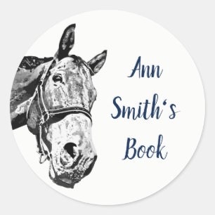 Bookplate to Customize Vintage Look Horse Fun