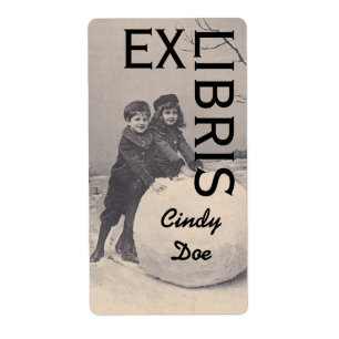 Bookplate Victorian Book Label EX LIBRIS Snowman
