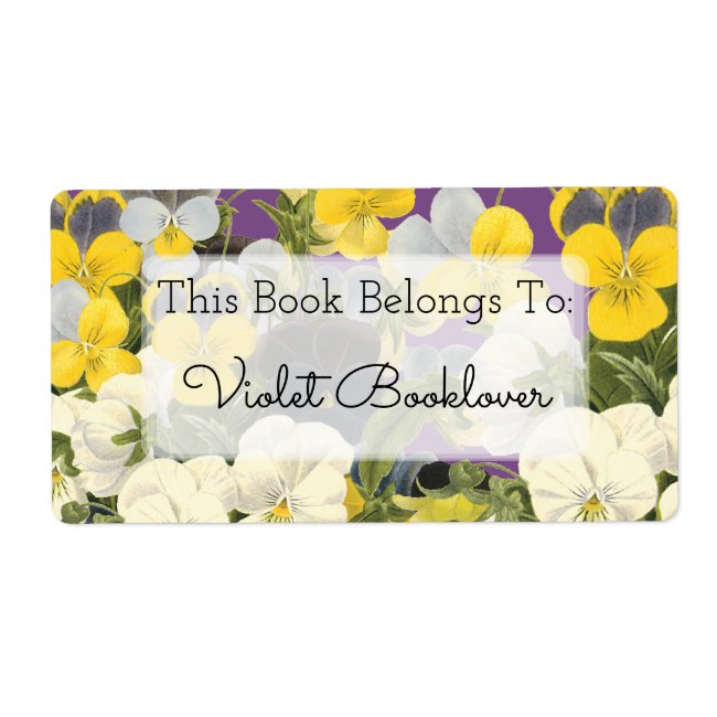 Bookplate Violets and Pansy Floral Custom Label