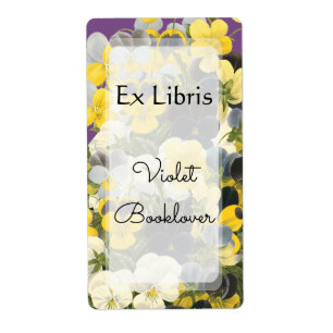 Bookplate Violets and Pansy Floral Editable Label