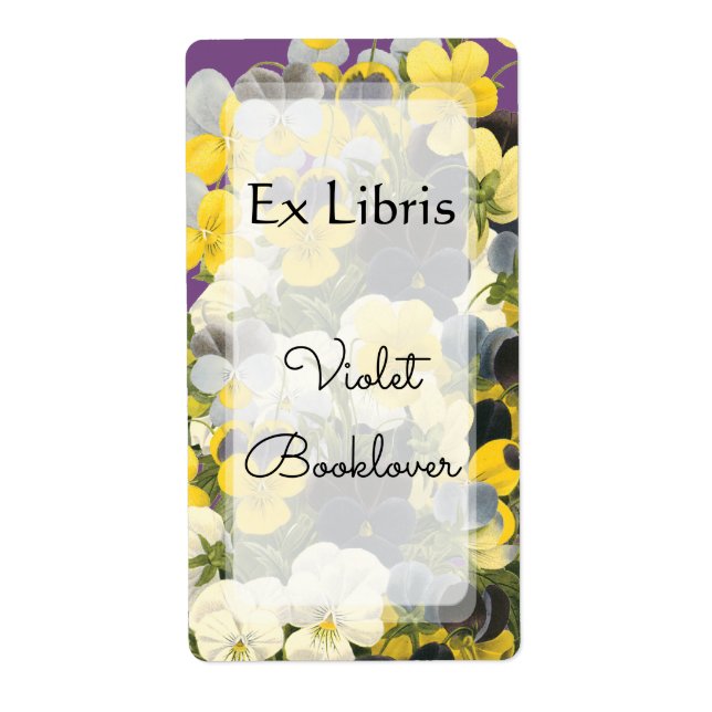 Bookplate Violets and Pansy Floral Editable Label (Front)