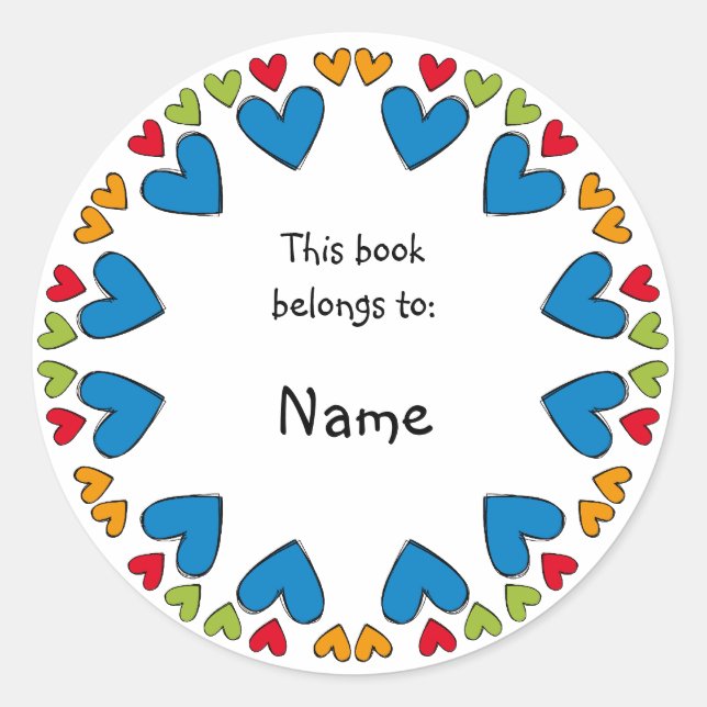 Bookplate with colorful hearts (Front)
