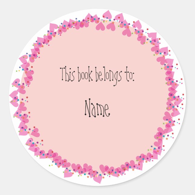 Bookplate with cute hearts (Front)