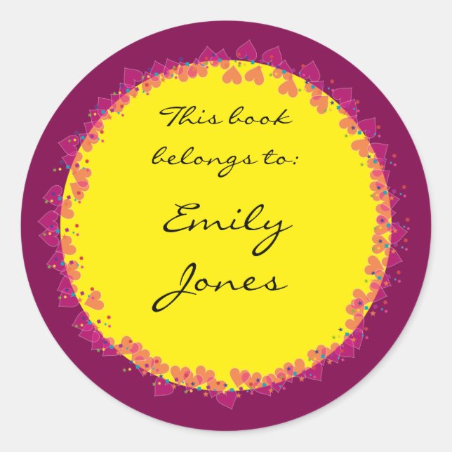 Bookplate with cute hearts (Front)