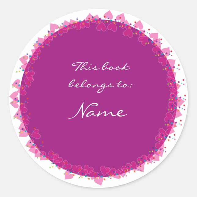 Bookplate with cute hearts (Front)