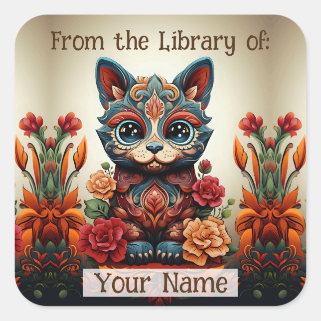 Bookplate with Decorative Cat (Front)