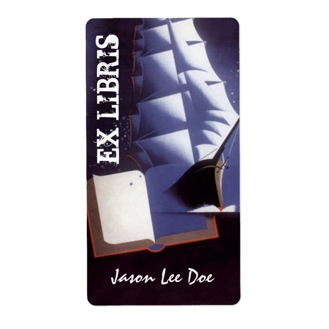 Bookplates Ex Libris Vintage Pirate Sailing Ship (Front)