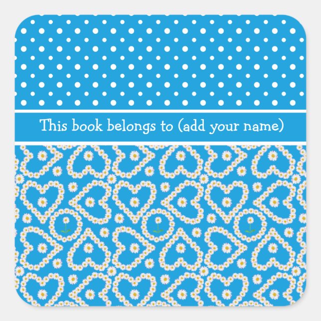 Bookplates to Personalize: Polkas, Daisies, Blue (Front)