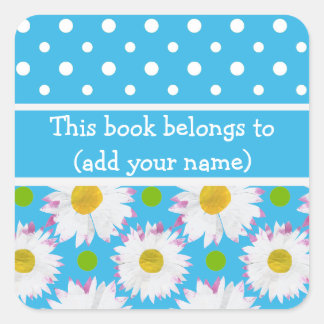 Bookplates to Personalize: Polkas, Daisies on Blue