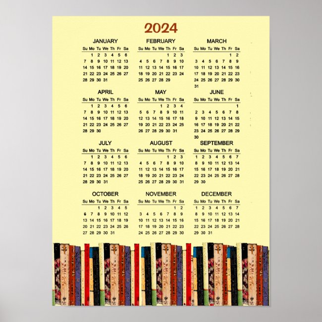 Books Abstract 2024 Calendar Poster