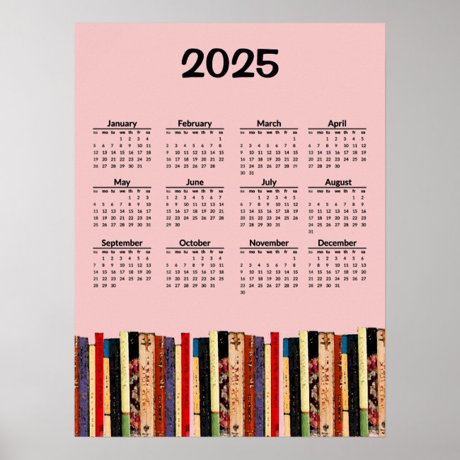 Books Abstract 2025 Calendar Poster