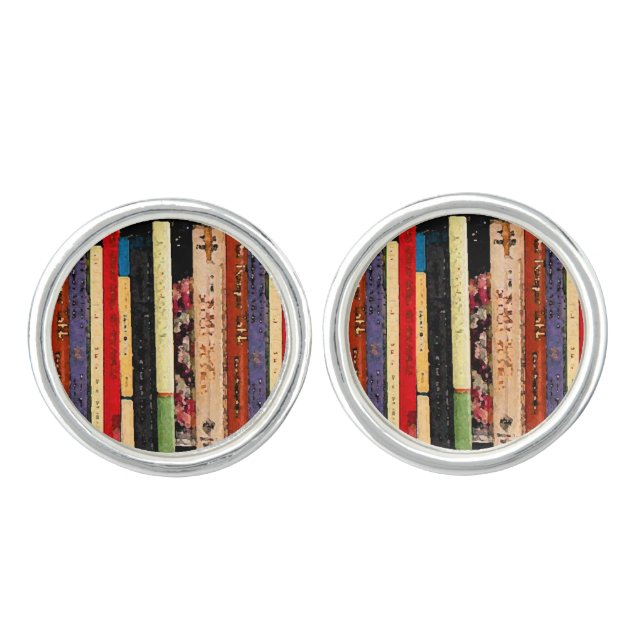 Books Abstract Cuff Links (Front)
