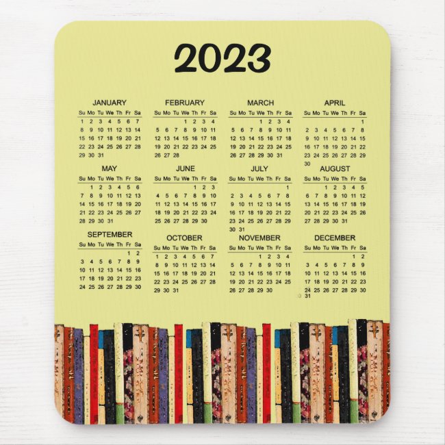 Books Abstract Yellow 2023 Calendar Mousepad
