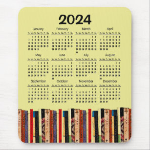 Books Abstract Yellow 2024 Calendar Mousepad