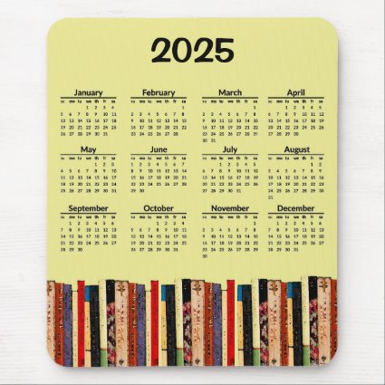 Books Abstract Yellow 2025 Calendar Mousepad