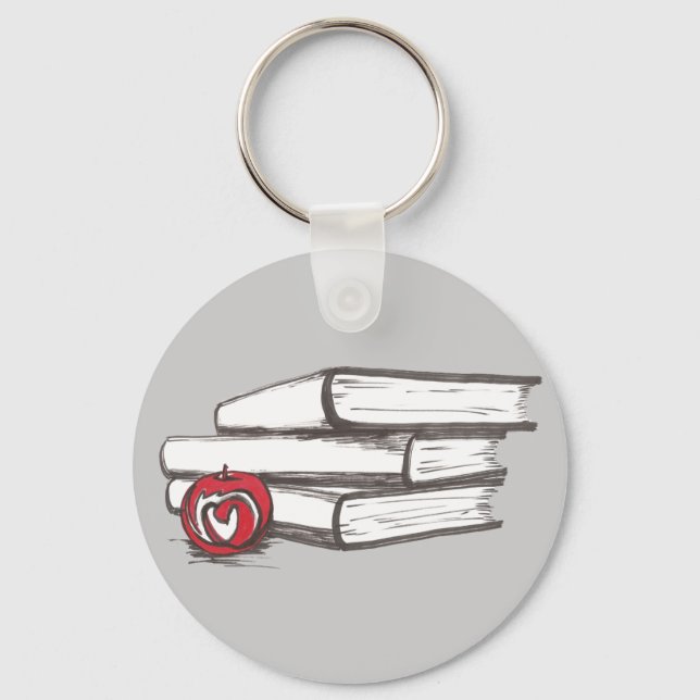 Books + An Apple | Customizable Keychain (Front)