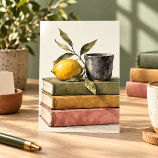 Books and a Lemon Art Print