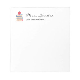 Books And Apple Personalized Notepad For Teacher