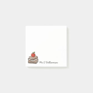 Books and Apple Personalized Teacher Appreciation Post-it Notes