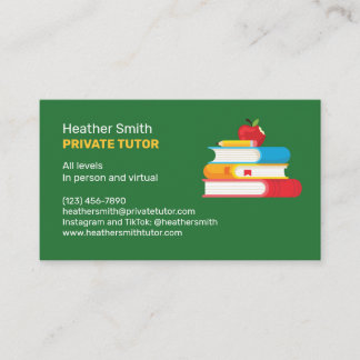 Books and Apple Private Tutor Business Card